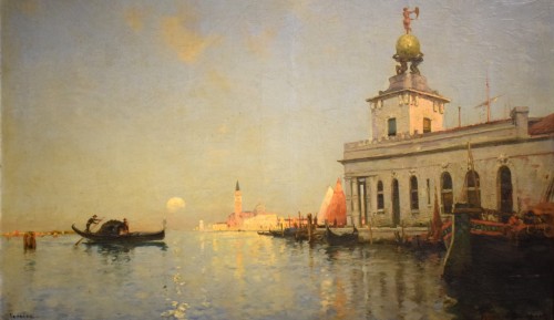 Tableaux et dessins Tableaux XIXe siècle - Venise, lumières et ombres au Dogana - Maurice Bompard (1857-1935)